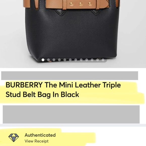 BURBERRY The Mini Leather Triple Stud Belt Bag In Black - Picture 2 of 15